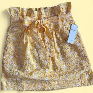 AURA‎ Yellow Eyelet Floral Strapless Top – Size M